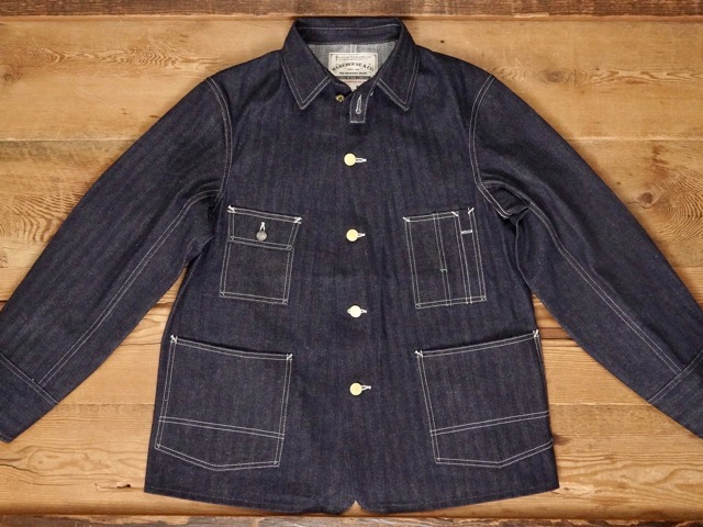 WAREHOUSE : Lot 2165 INDIGO HERRINGBONE COVERALL WITH CHINSTRAP