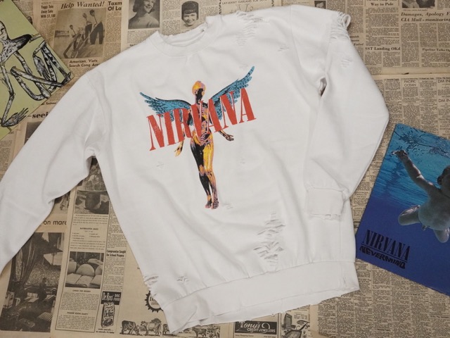 THRIFTY LOOK : WORN-OUT BAND CREW SWEAT “NIRVANA” | CONEY ISLAND